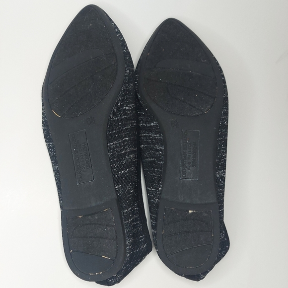 Christian Siranio Black & Silver Point Toe Flats - Picture 5 of 10